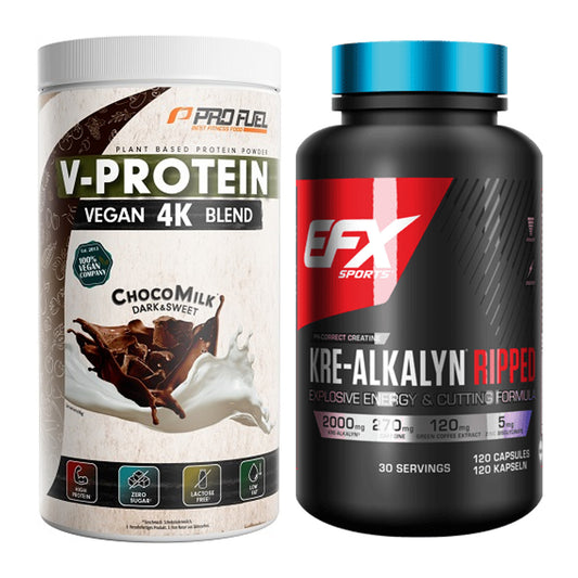 Muskelaufbau-Set: ProFuel V-PROTEIN vegan + EFX Kre-Alkalyn Ripped – alle enthaltenen Artikel