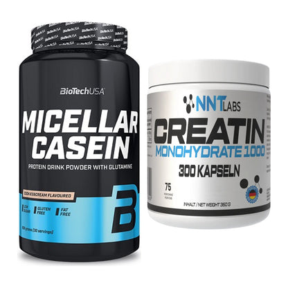 Muskelaufbau-Set: BioTech Micellar Casein + NNT Creatin 1000 mg – alle enthaltenen Artikel