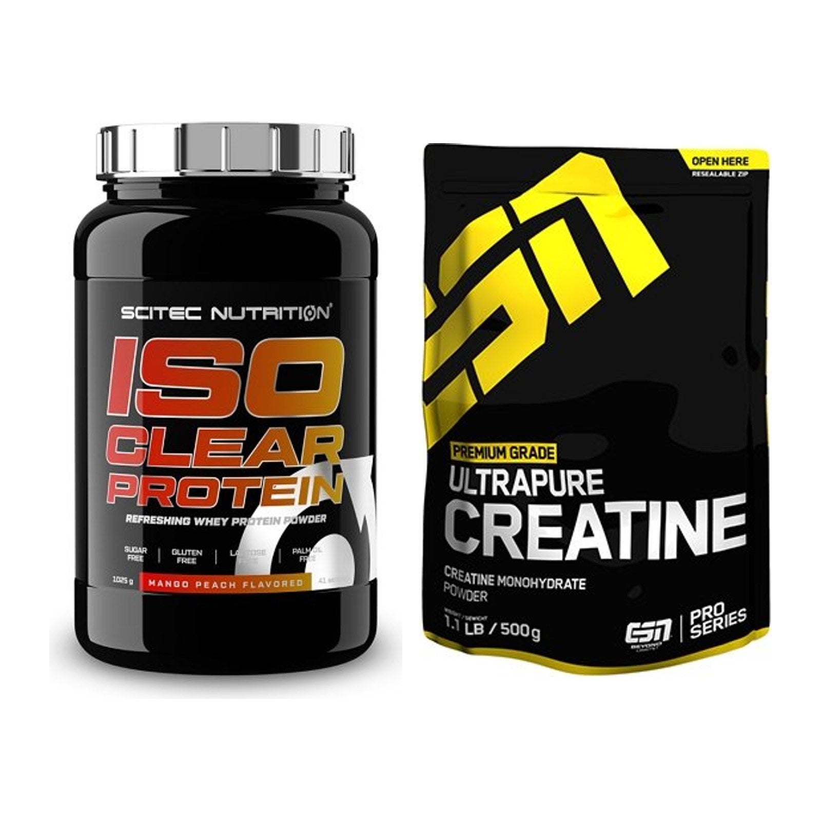 Muskelaufbau-Set: Scitec IsoClear Protein + ESN Ultrapure Creatine – alle enthaltenen Artikel