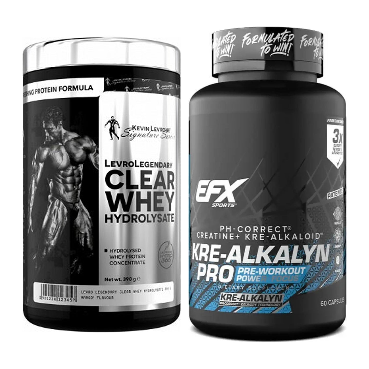 Muskelaufbau-Set: Kevin Levrone Clear Whey + EFX Kre-Alkalyn PRO – alle enthaltenen Artikel