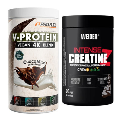 Muskelaufbau-Set: ProFuel V-PROTEIN vegan + Weider Intense Pure – alle enthaltenen Artikel