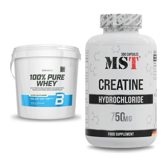 Muskelaufbau-Set: BioTech 100% Pure Whey + MST Creatine HCL – alle enthaltenen Artikel