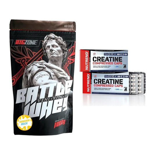 Muskelaufbau-Set: Big Zone Battle Whey + Nutrend Creatine – alle enthaltenen Artikel