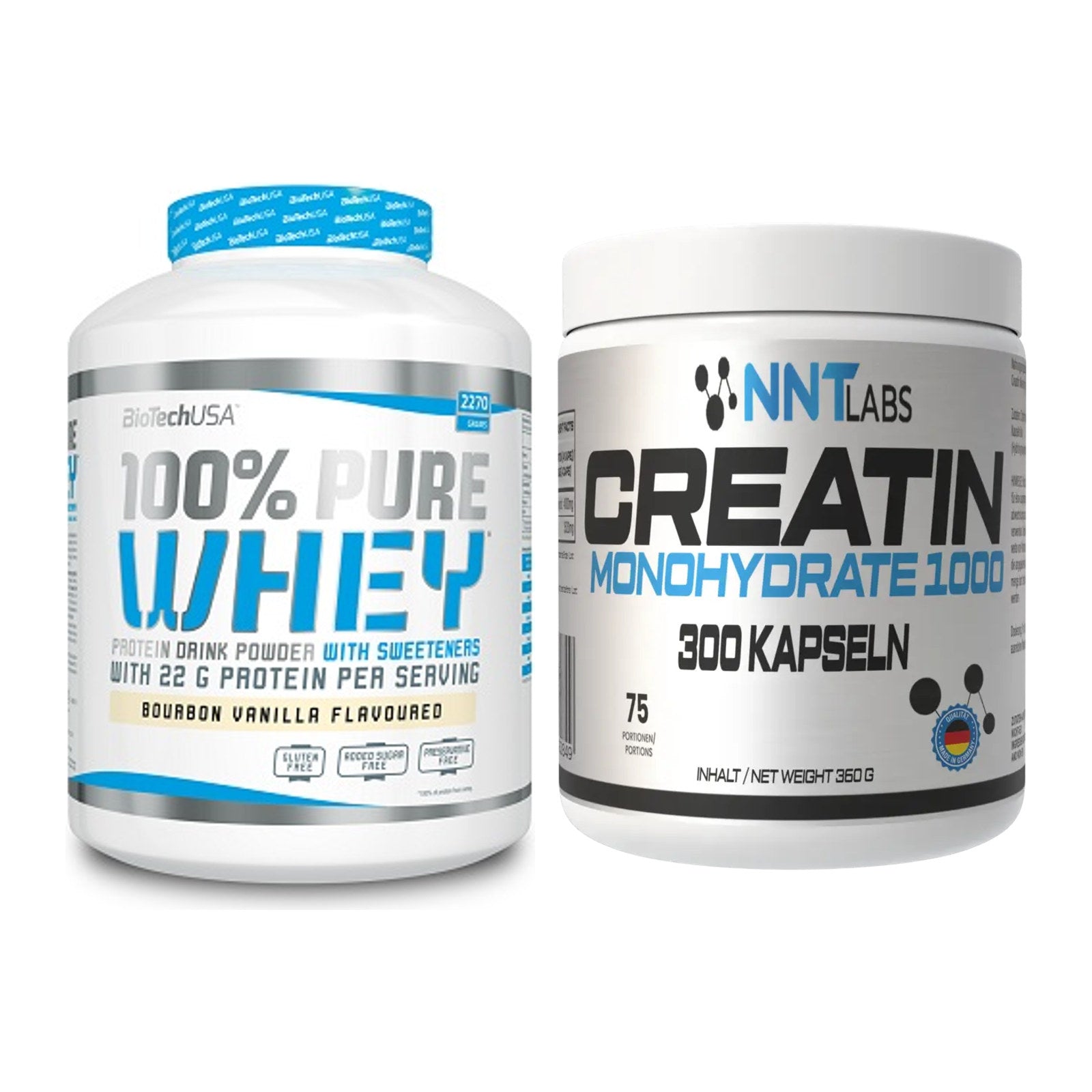 Muskelaufbau-Set: BioTech 100% Pure Whey + NNT Creatin 1000 mg – alle enthaltenen Artikel