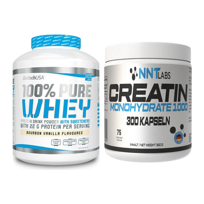 Muskelaufbau-Set: BioTech 100% Pure Whey + NNT Creatin 1000 mg – alle enthaltenen Artikel