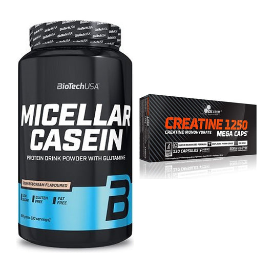 Muskelaufbau-Set: BioTech Micellar Casein + Olimp Creatine Mega Caps – alle enthaltenen Artikel