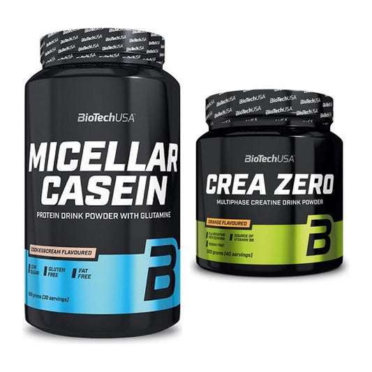 BioTech USA Muskelaufbau-Set: Micellar Casein + Crea Zero 320g – alle enthaltenen Artikel
