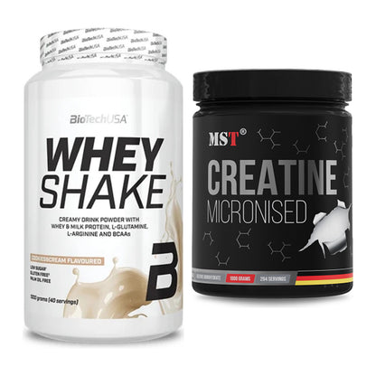 Muskelaufbau-Set: BioTech Whey Shake + MST Creatin Monohydrate – alle enthaltenen Artikel