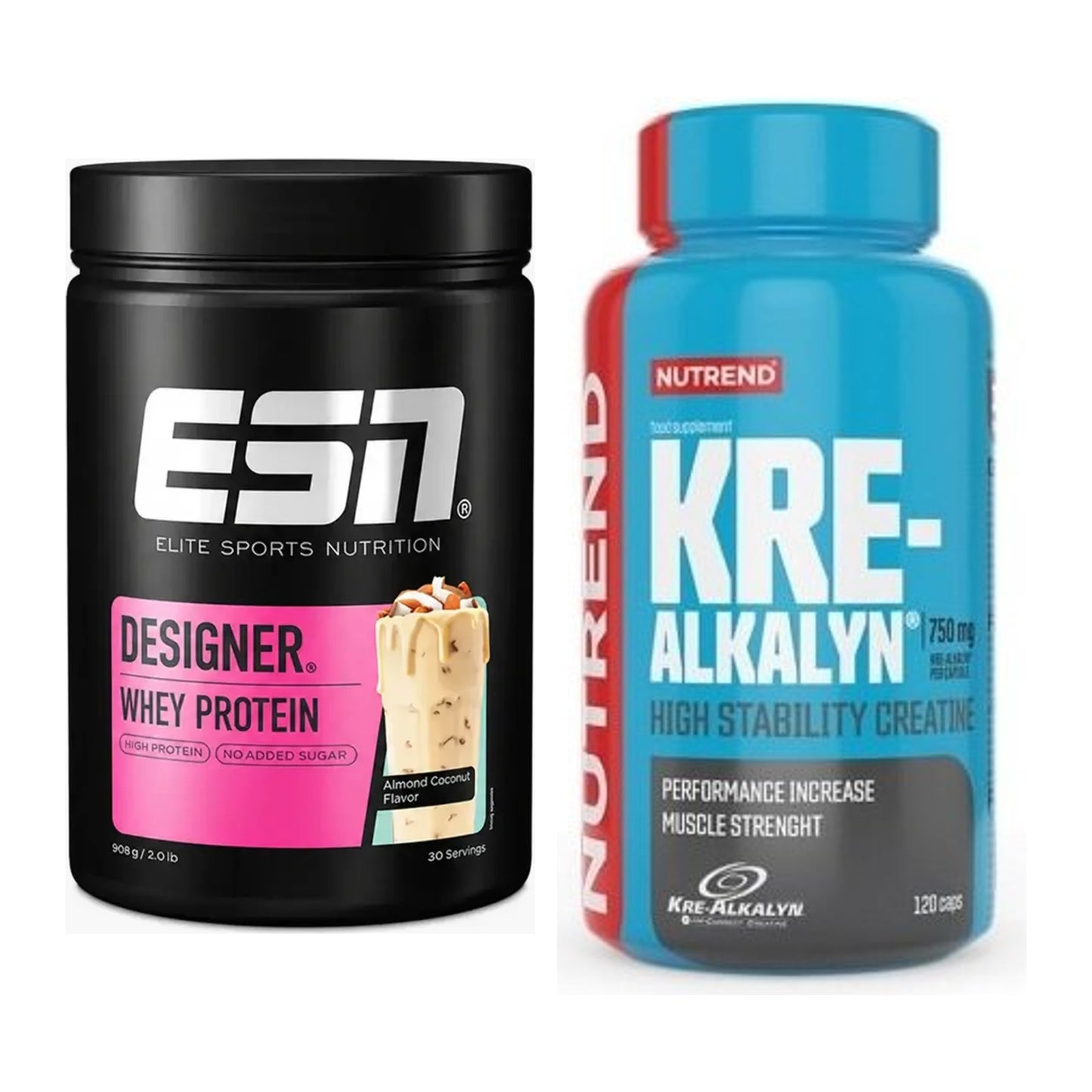 Muskelaufbau-Set: ESN Designer Whey + Nutrend Kre-Alkalyn – alle enthaltenen Artikel