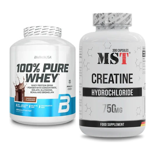 Muskelaufbau-Set: BioTech 100% Pure Whey + MST Creatine HCL – alle enthaltenen Artikel