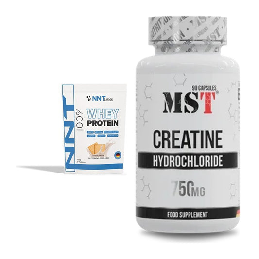 Muskelaufbau-Set: NNT Whey 1000g (Milchschokolade) + MST Creatin HCL – alle enthaltenen Artikel
