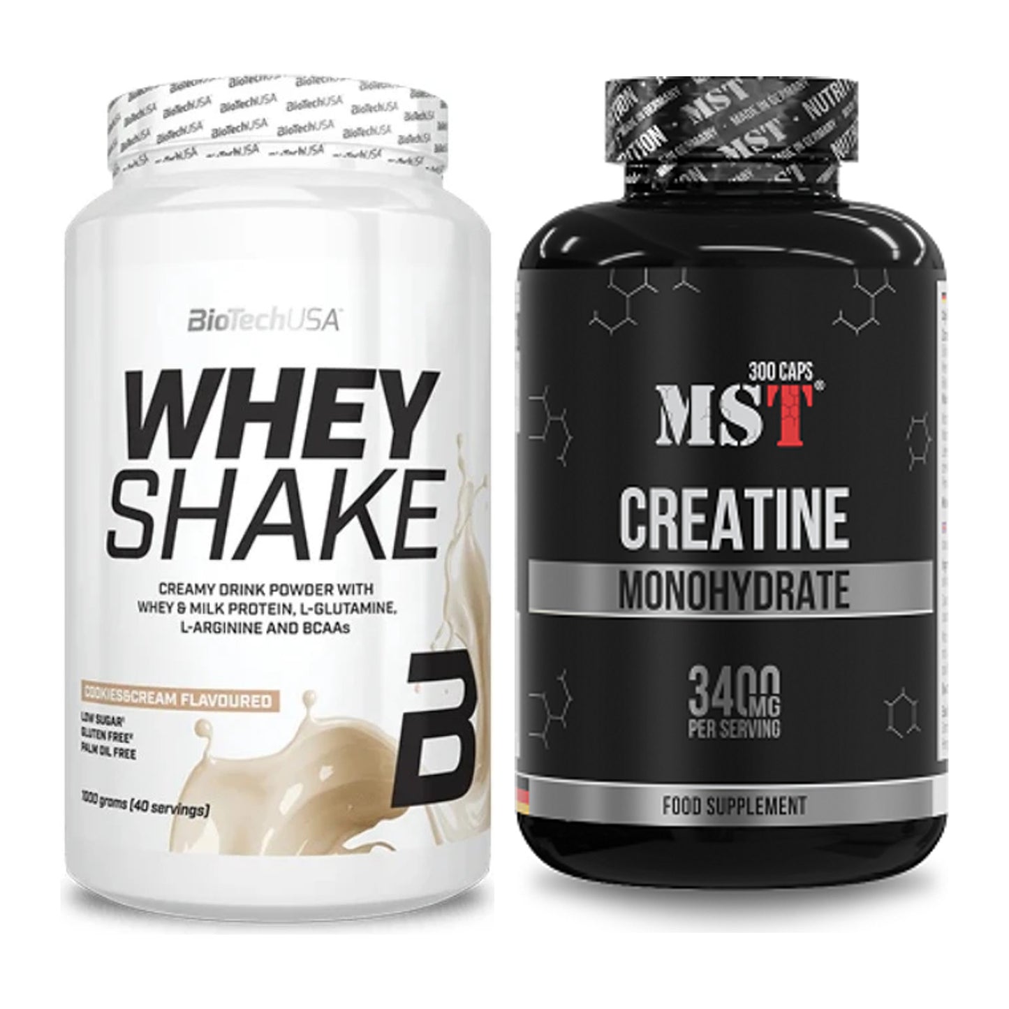 Muskelaufbau-Set: BioTech Whey Shake + MST Creatine Monohydrate – alle enthaltenen Artikel