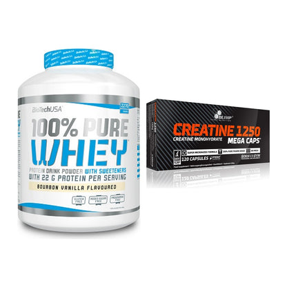 Muskelaufbau-Set: BioTech 100% Pure Whey + Olimp Creatine Mega Caps – alle enthaltenen Artikel