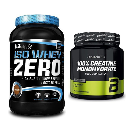 BioTech USA Muskelaufbau-Set: Iso Whey Zero 908g + Creatine Monohydra – alle enthaltenen Artikel