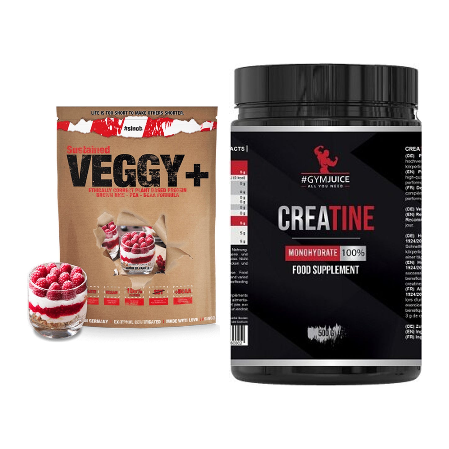 Muskelaufbau-Set: Sinob VEGGY + VEGAN + #GYMJUICE Creatine – alle enthaltenen Artikel