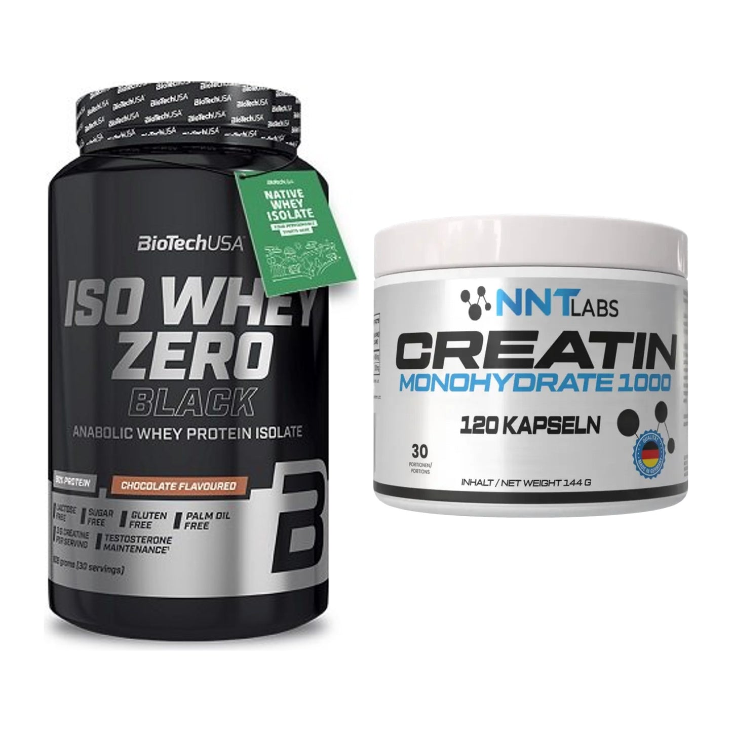Muskelaufbau-Set: BioTech Iso Whey Zero Black + NNT Creatin 1000 mg – alle enthaltenen Artikel