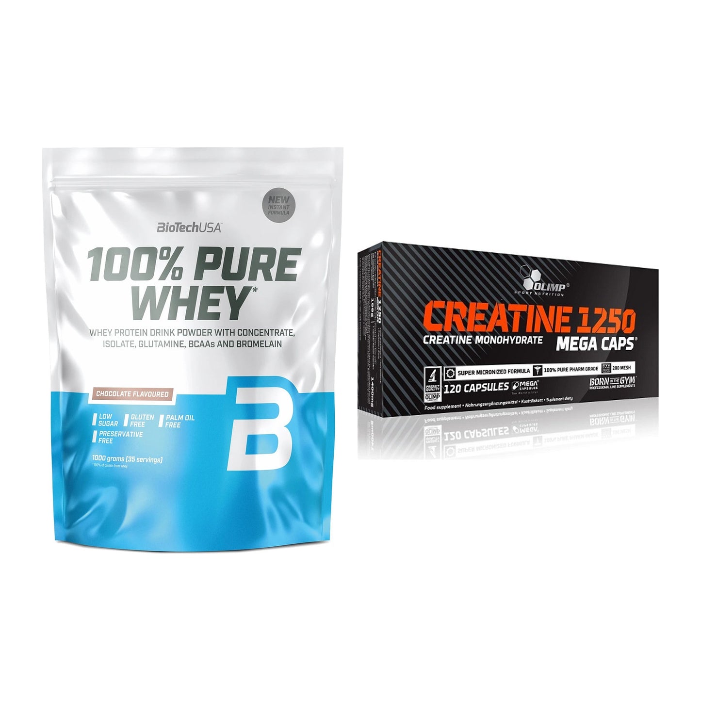 Muskelaufbau-Set: BioTech 100% Pure Whey + Olimp Creatine Mega Caps – alle enthaltenen Artikel