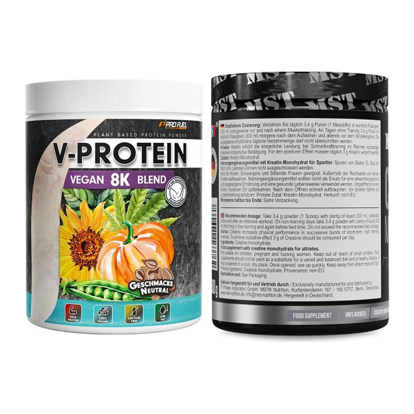 Muskelaufbau-Set: ProFuel V-Protein Vegan + MST Creatin Monohydrate – alle enthaltenen Artikel