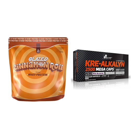 Muskelaufbau-Set: Nanosupps Whey Protein + Olimp Kre Alkalyn 2500 – alle enthaltenen Artikel