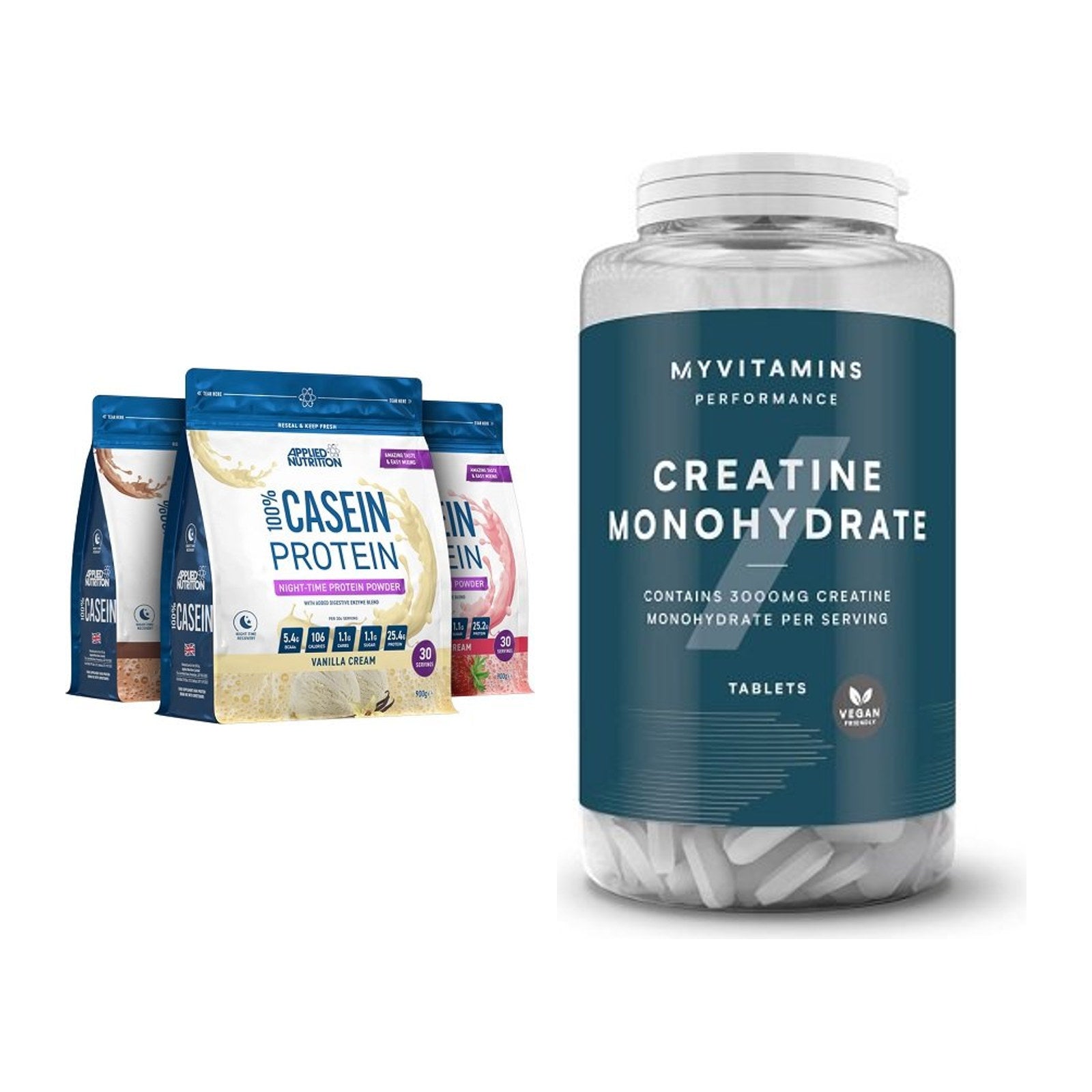 Muskelaufbau-Set: Applied Nutrition 100% + MyProtein MyVitamins – alle enthaltenen Artikel