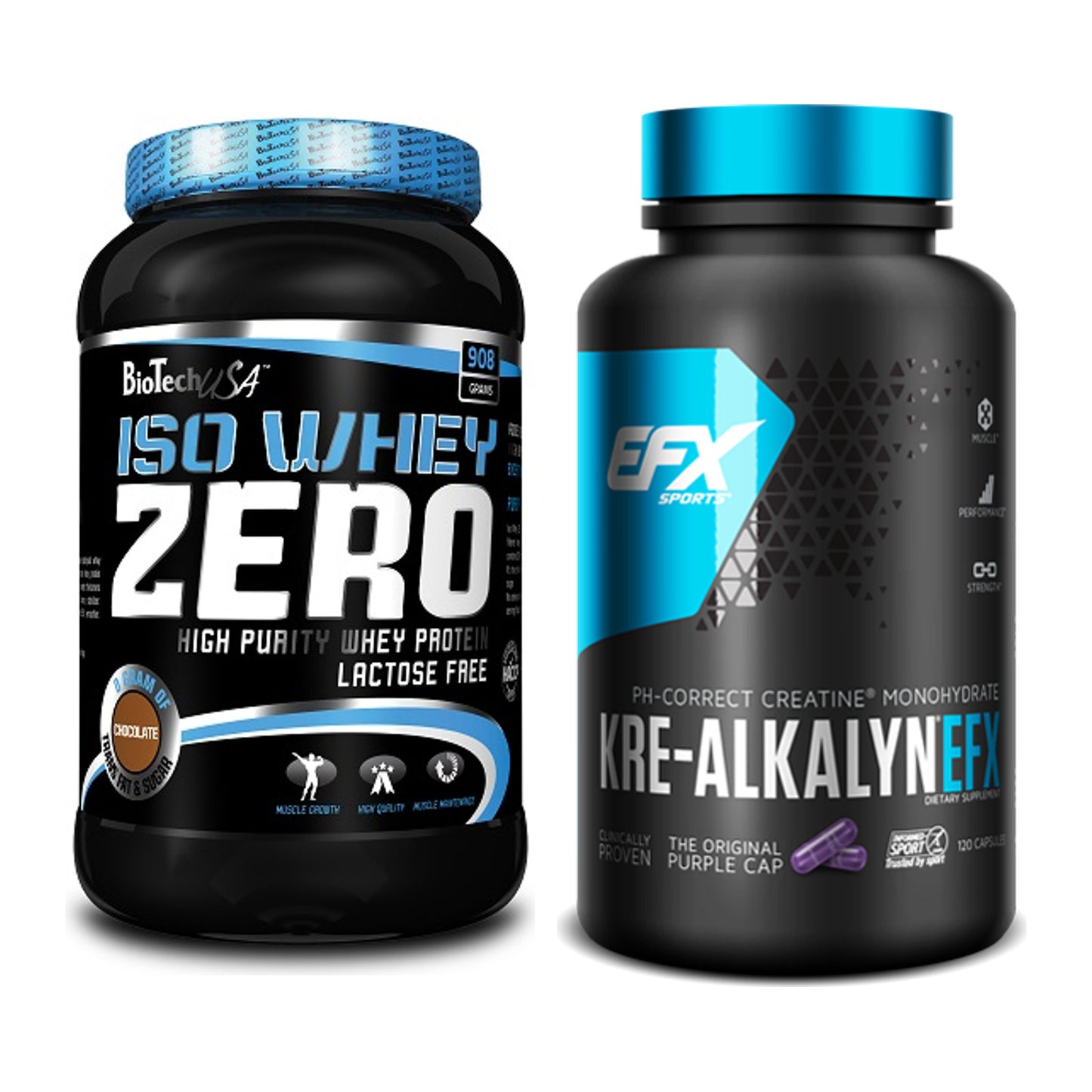 Muskelaufbau-Set: BioTech Iso Whey Zero + EFX Kre-Alkalyn – alle enthaltenen Artikel