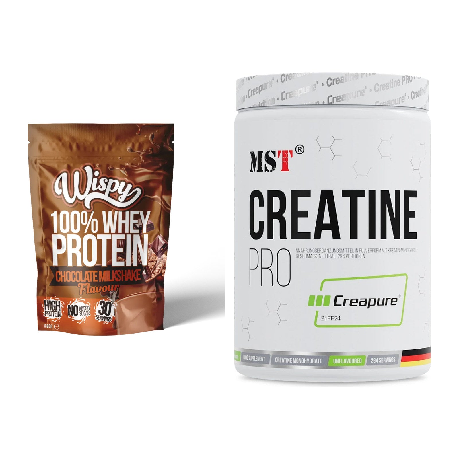 Muskelaufbau-Set: Wispy Whey 100% + MST Creatin Pro CREAPURE – alle enthaltenen Artikel