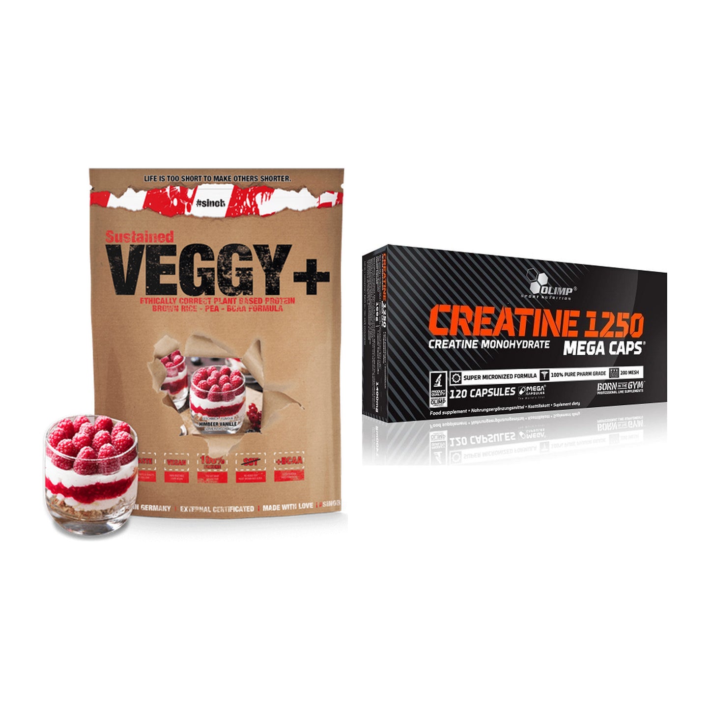 Muskelaufbau-Set: Sinob VEGGY + VEGAN + Olimp Creatine Mega Caps – alle enthaltenen Artikel