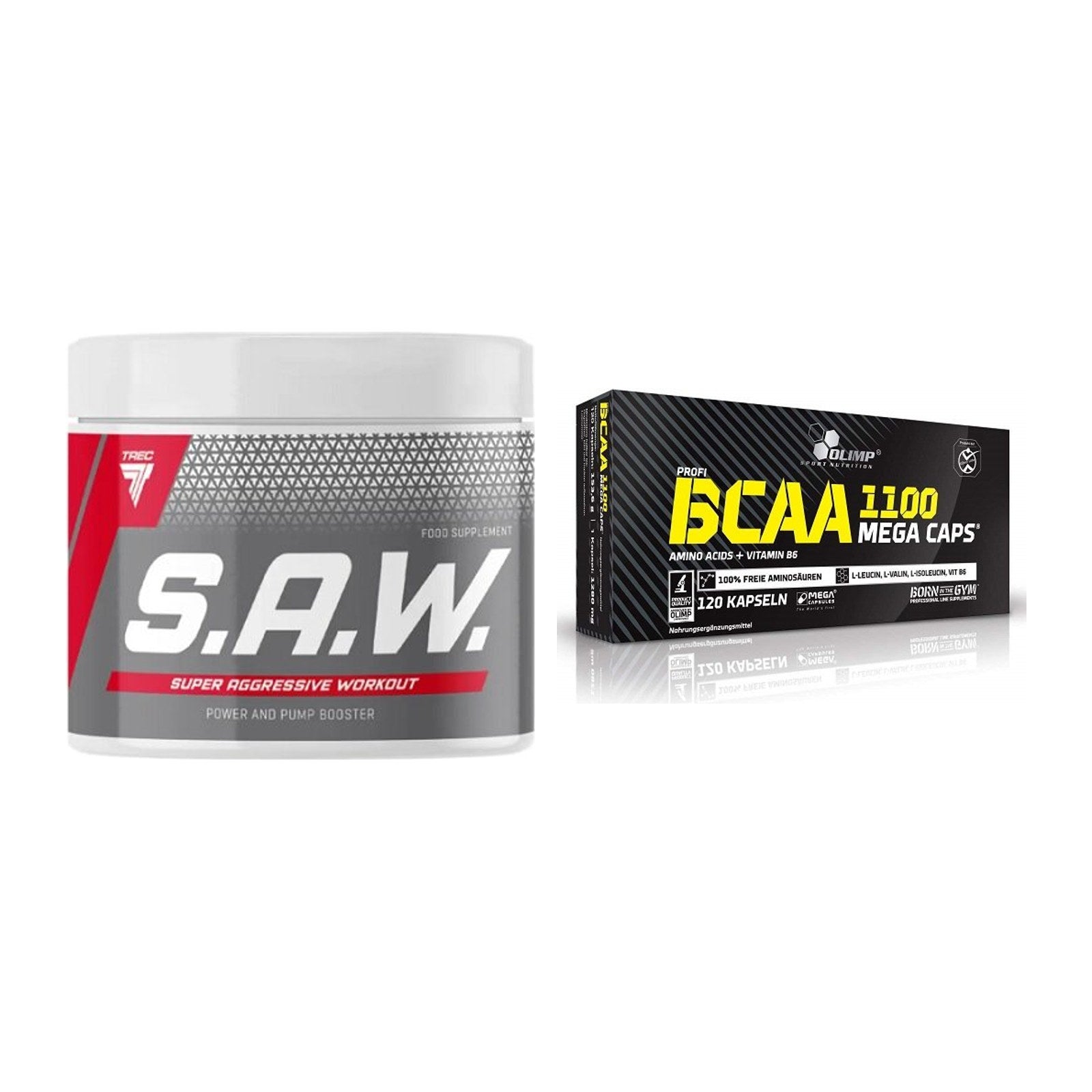 Trainings-Set: Trec Nutrition SAW Booster + Olimp BCAA Mega Caps – alle enthaltenen Artikel
