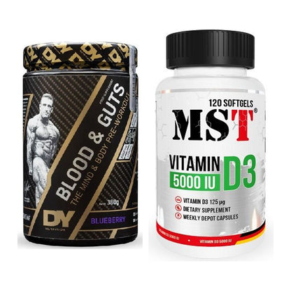 Trainings-Set: DY Nutrition Blood&Guts + MST Vitamin D3 5000IU 120 – alle enthaltenen Artikel
