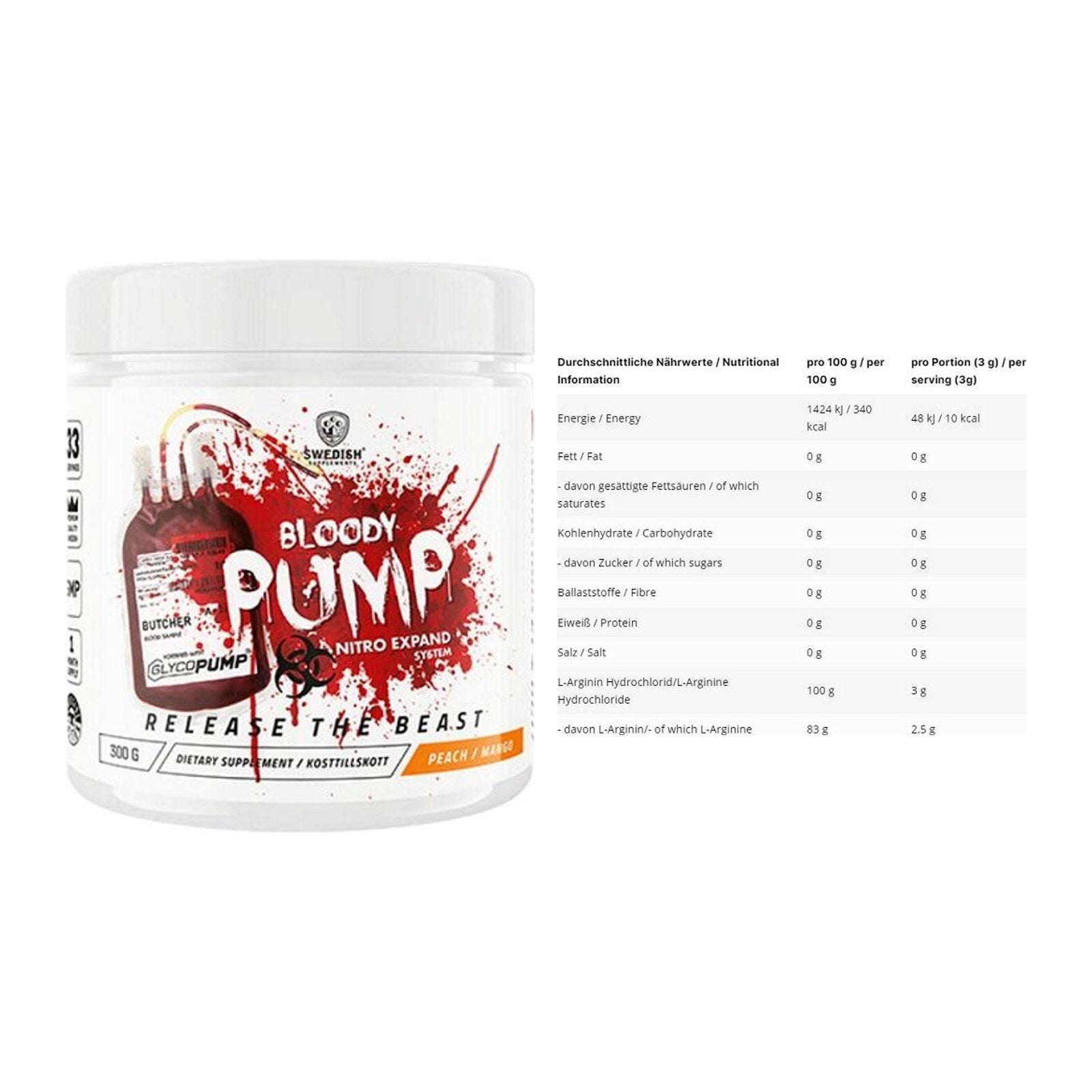 Trainings-Set: Swedish Supplements Bloody Pump + INLEAD L-Arginin HCL – alle enthaltenen Artikel