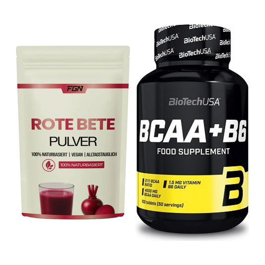 Trainings-Set: FGN Rote Beete Pulver + BioTech BCAA+B6 100 Tabl – alle enthaltenen Artikel