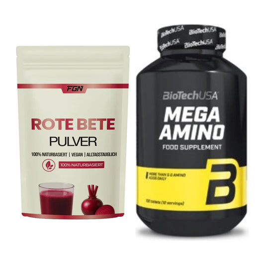 Trainings-Set: FGN Rote Beete Pulver + BioTech Mega Amino – alle enthaltenen Artikel