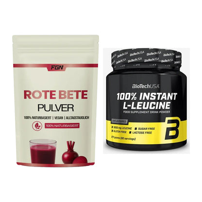 Trainings-Set: FGN Rote Beete Pulver + BioTech 100% Instant L-Leucine – alle enthaltenen Artikel