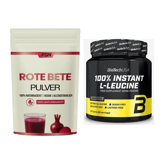 Trainings-Set: FGN Rote Beete Pulver + BioTech 100% Instant L-Leucine – alle enthaltenen Artikel