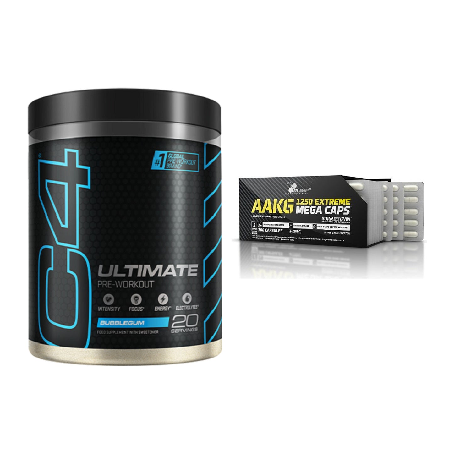 Σετ προπόνησης: Cellucor C4 ULTIMATE 20 + Olimp AAKG Extreme Mega - περιλαμβάνονται όλα τα είδη