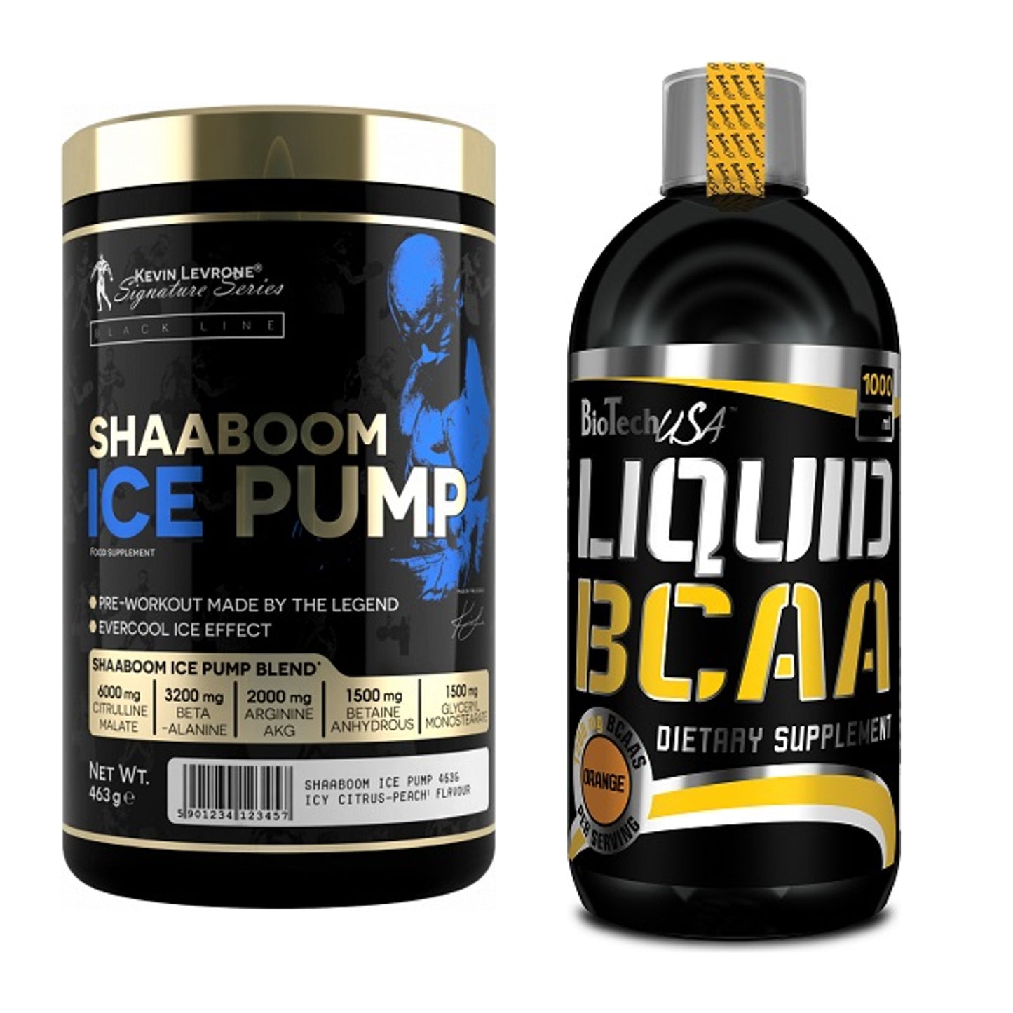 Trainings-Set: Kevin Levrone Shaaboom Ice Pump + BioTech Liquid BCAA – alle enthaltenen Artikel