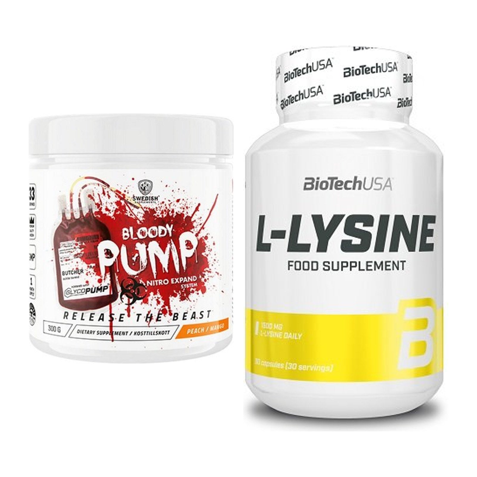 Trainings-Set: Swedish Supplements Bloody Pump + BioTech L-Lysine – alle enthaltenen Artikel
