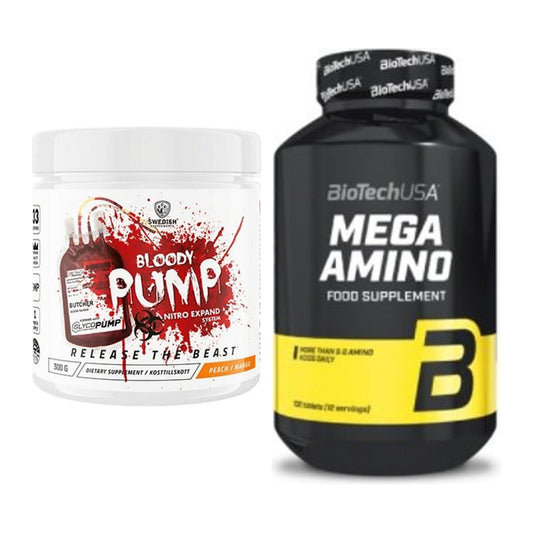 Trainings-Set: Swedish Supplements Bloody Pump + BioTech Mega Amino – alle enthaltenen Artikel