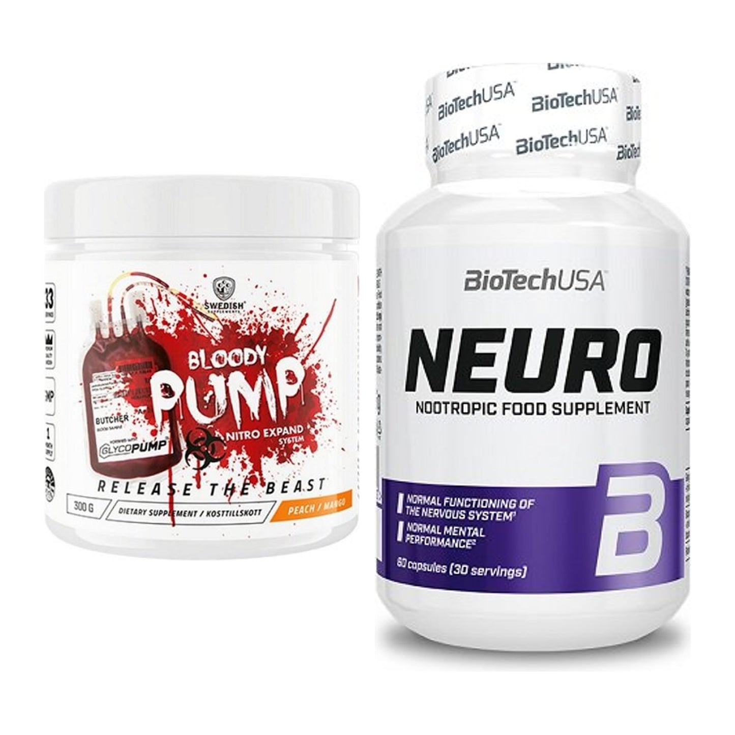 Trainings-Set: Swedish Supplements Bloody Pump + BioTech Neuro – alle enthaltenen Artikel