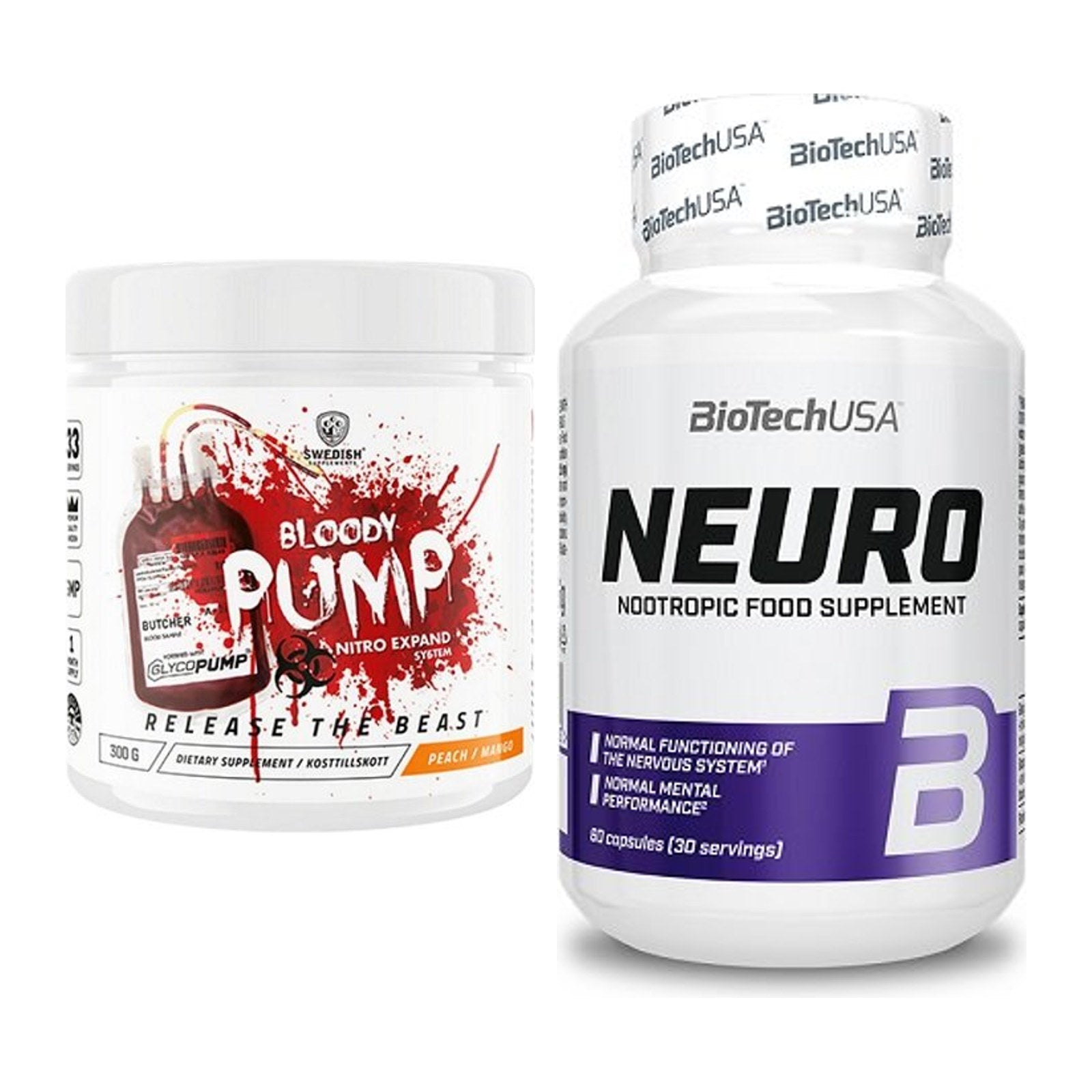 Trainings-Set: Swedish Supplements Bloody Pump + BioTech Neuro – alle enthaltenen Artikel