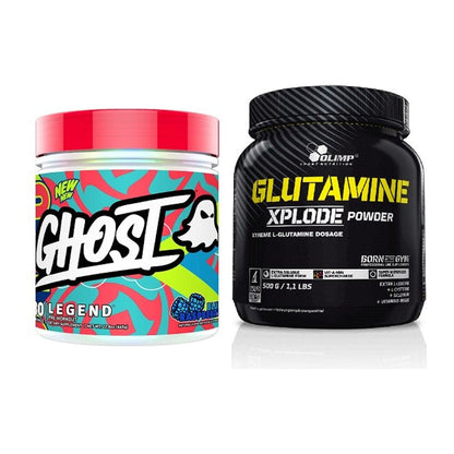 Trainings-Set: Ghost Legend V4 30 Serv. + Olimp L-Glutamine Xplode – alle enthaltenen Artikel
