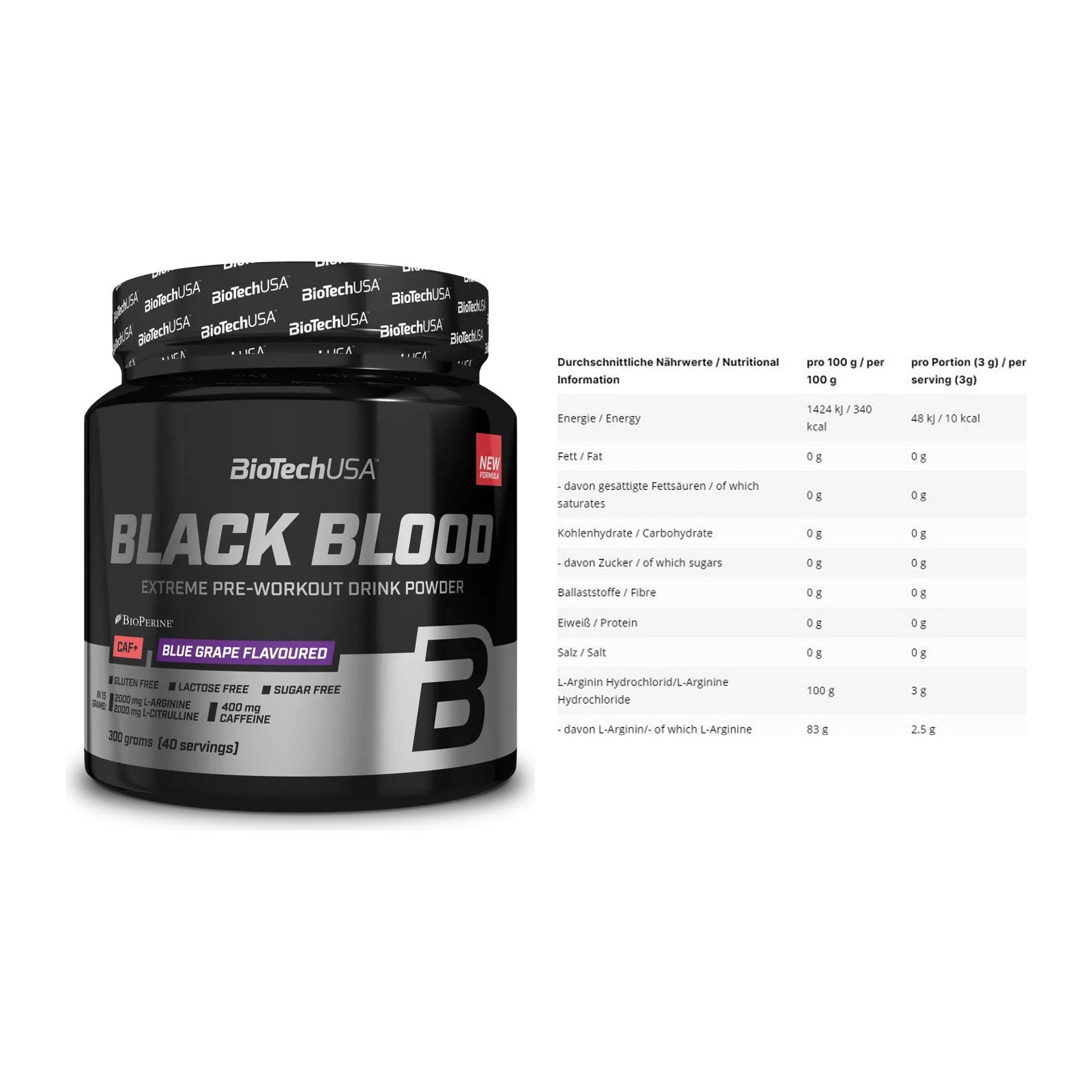 Trainings-Set: BioTech Black Blood CAF + INLEAD L-Arginin HCL – alle enthaltenen Artikel