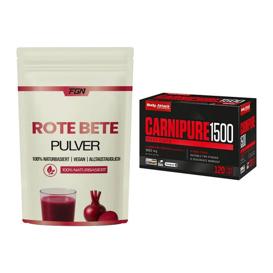 Trainings-Set: FGN Rote Beete Pulver + Body Attack Carnipure 1500 – alle enthaltenen Artikel