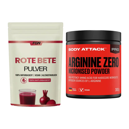 Trainings-Set: FGN Rote Beete Pulver + Body Attack 100 % Arginine Zero – alle enthaltenen Artikel