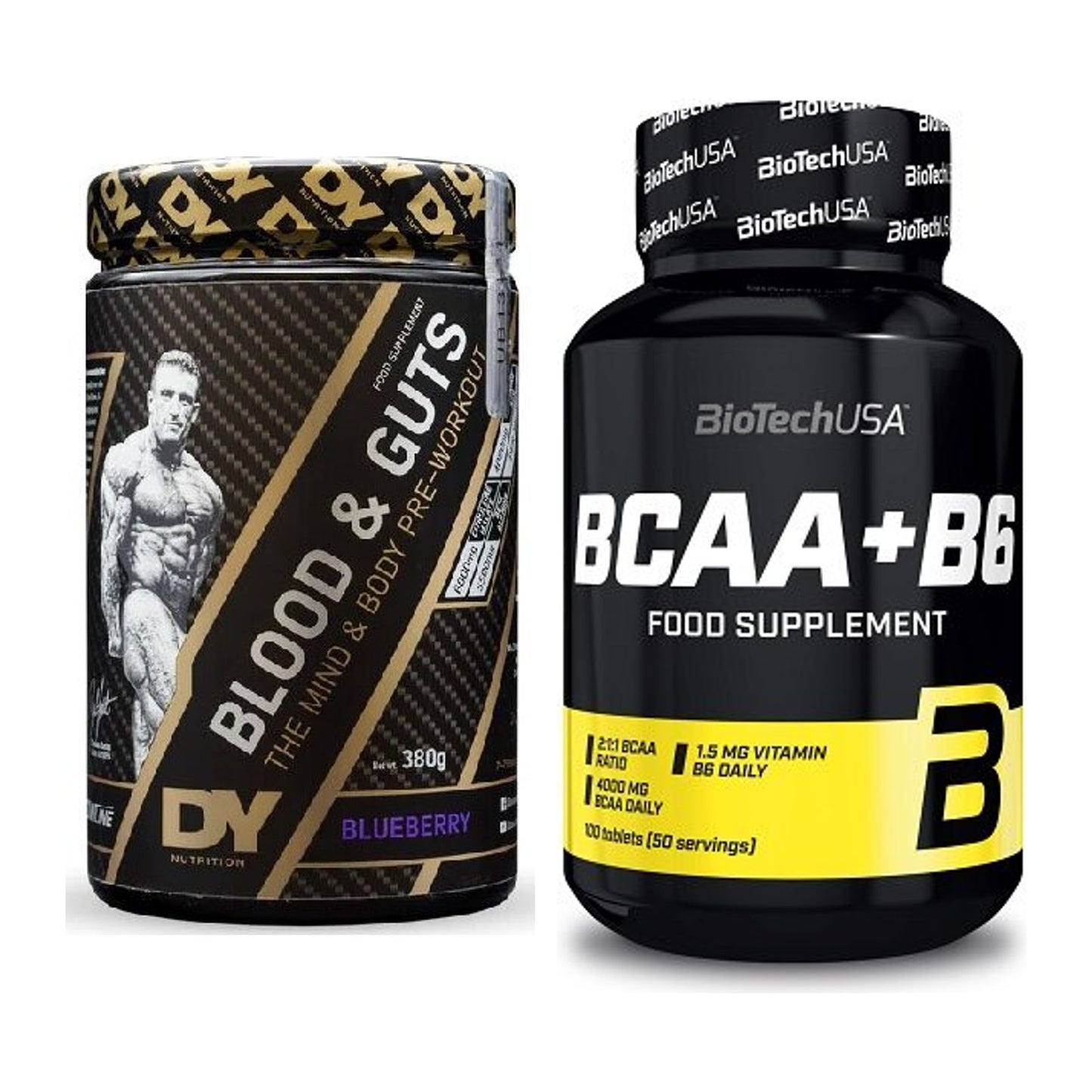 Trainings-Set: DY Nutrition Blood&Guts + BioTech BCAA+B6 100 Tabl – alle enthaltenen Artikel