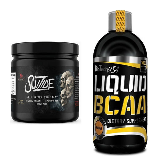 Trainings-Set: #GYMJUICE SUIZIDE Booster + BioTech Liquid BCAA 1000ml – alle enthaltenen Artikel