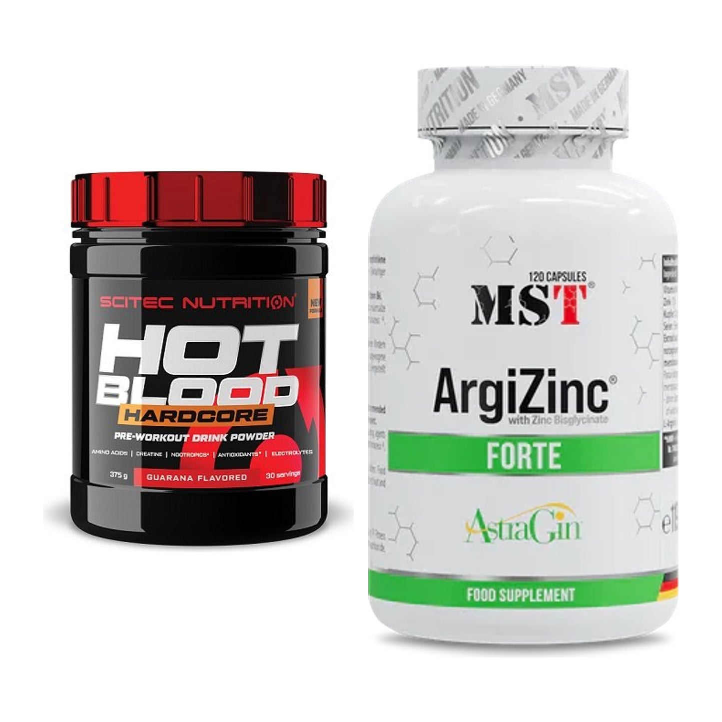 Trainings-Set: Scitec Hot Blood Hardcore + MST ArgiZinc Forte – alle enthaltenen Artikel