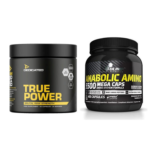 Trainingsset: Dedicated True Power + Olimp Anabolic Amino 5500 Mega - alle items inbegrepen