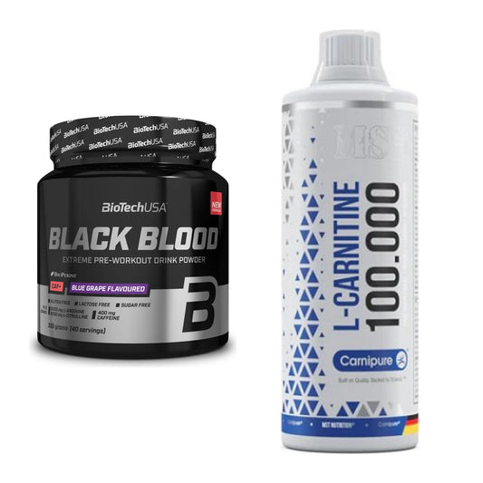 Trainings-Set: BioTech Black Blood CAF + MST L-Carnitine Carnipure – alle enthaltenen Artikel