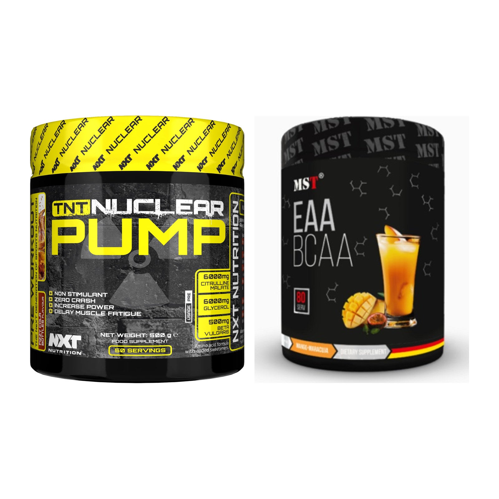 Trainings-Set: NXT Nutrition TNT Nuclear Pump + MST EAA & BCAA – alle enthaltenen Artikel